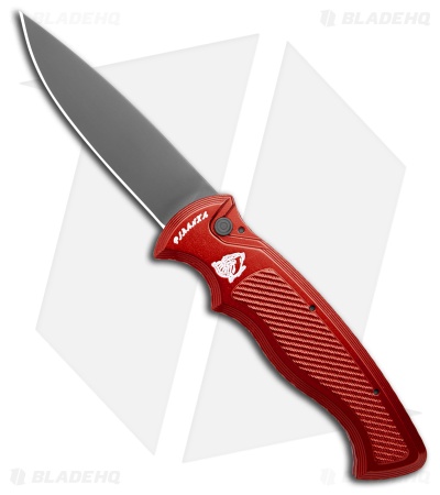 Piranha Velocity Automatic Knife Red Aluminum (3.1" Black)