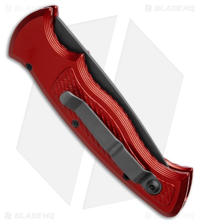 Piranha Velocity Automatic Knife Red Aluminum (3.1" Black)