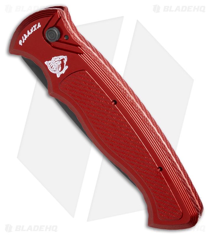 Piranha Velocity Automatic Knife Red Aluminum (3.1" Black)