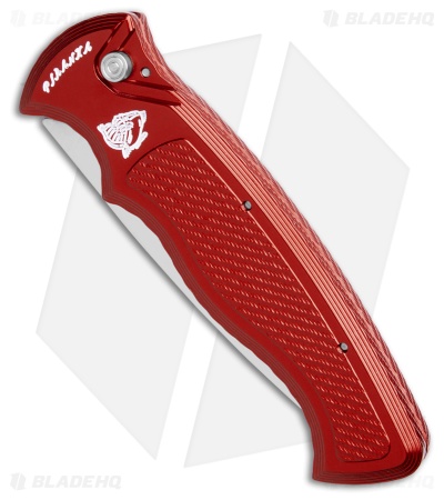 Piranha Velocity Automatic Knife Red Aluminum (3.1" Mirror Serr)