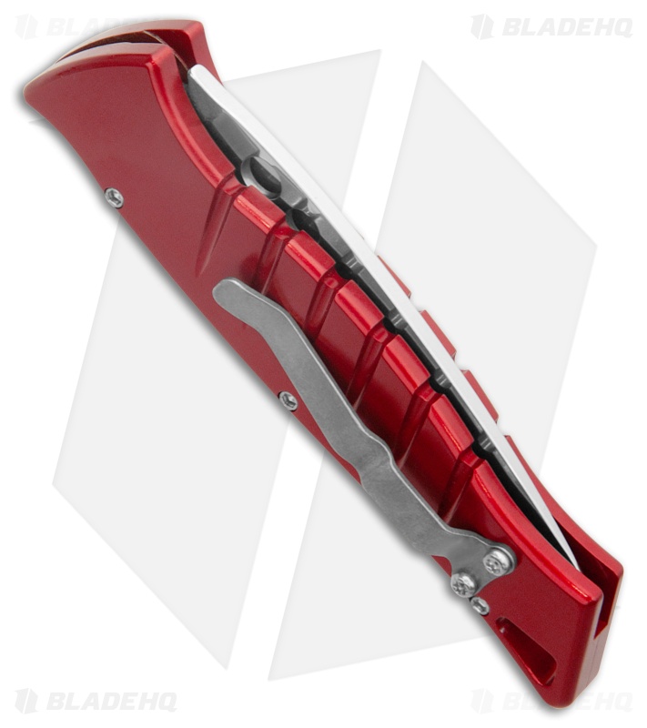 Piranha Amazon Automatic Knife Red (3.45" Mirror Serr)