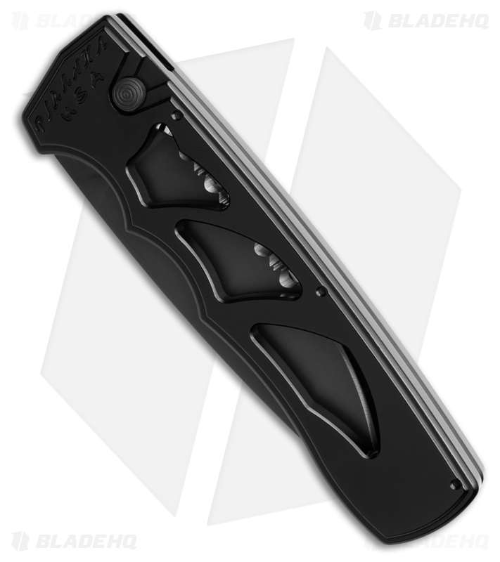Piranha MagnaRaptor Automatic Knife Black Aluminum (3.4" Black Serrated)