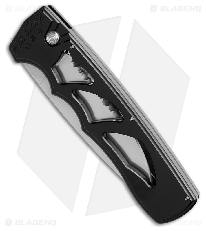 Piranha MagnaRaptor Automatic Knife Black Aluminum (3.4" Satin Serr)