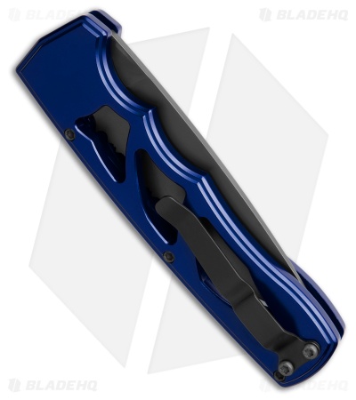 Piranha MagnaRaptor Automatic Knife Blue Aluminum (3.4" Black Serrated)
