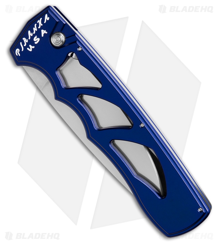 Piranha MagnaRaptor Automatic Knife Blue Aluminum (3.4" Satin)