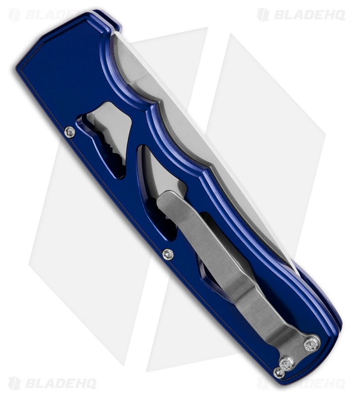 Piranha MagnaRaptor Automatic Knife Blue Aluminum (3.4" Satin Serr)