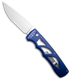 Piranha MagnaRaptor Automatic Knife Blue Aluminum (3.4" Satin Serr)