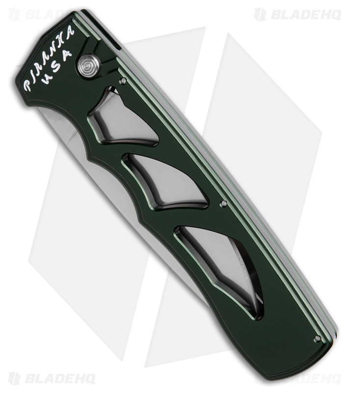 Piranha MagnaRaptor Automatic Knife Green Aluminum (3.4" Satin)