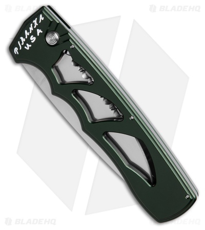 Piranha MagnaRaptor Automatic Knife Green Aluminum (3.4" Satin Serr)