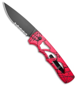 Piranha MagnaRaptor Automatic Knife Pink Aluminum (3.4" Black Serrated)