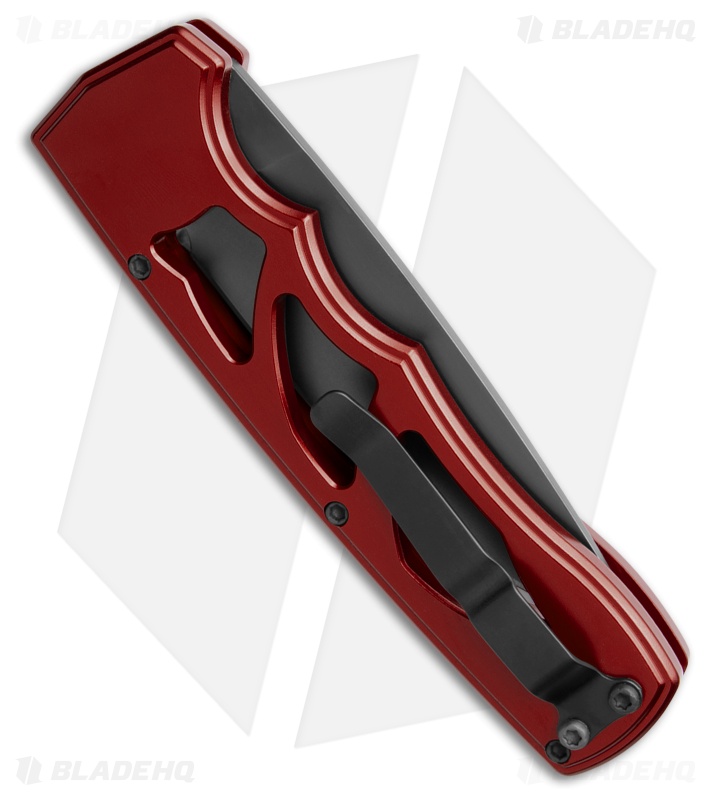 Piranha MagnaRaptor Automatic Knife Red Aluminum (3.4" Black)
