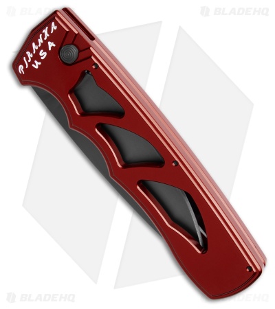 Piranha MagnaRaptor Automatic Knife Red Aluminum (3.4" Black)