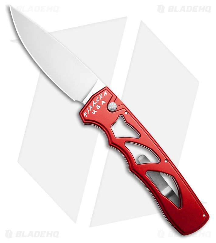 Piranha MagnaRaptor Automatic Knife Red Aluminum (3.4" Satin)