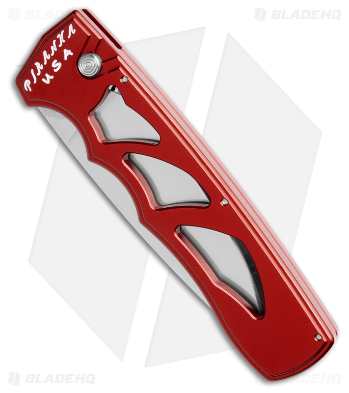 Piranha MagnaRaptor Automatic Knife Red Aluminum (3.4" Satin)