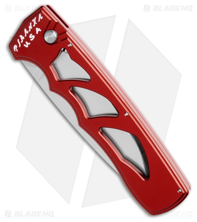 Piranha MagnaRaptor Automatic Knife Red Aluminum (3.4" Satin)