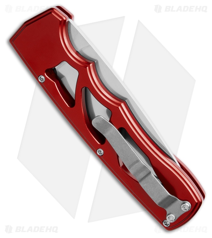 Piranha MagnaRaptor Automatic Knife Red Aluminum (3.4" Satin)