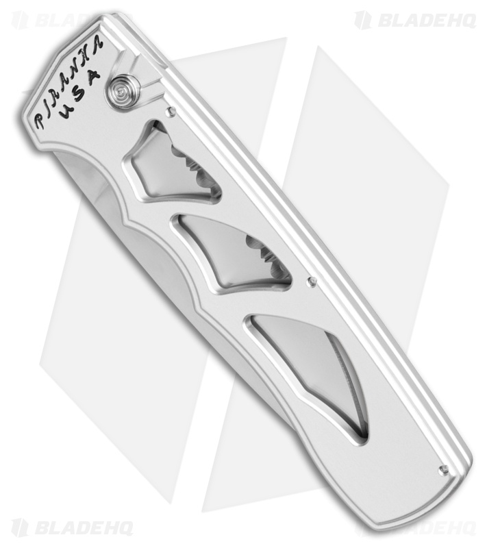 Piranha MagnaRaptor Automatic Knife Silver Aluminum (3.4" Satin Serr)