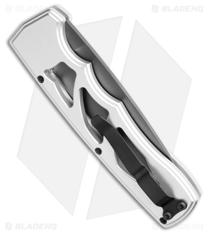 Piranha MagnaRaptor Automatic Knife Silver Aluminum (3.4" Black)