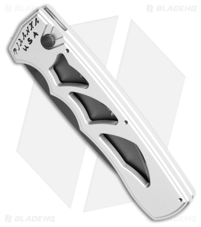 Piranha MagnaRaptor Automatic Knife Silver Aluminum (3.4" Black Serrated)