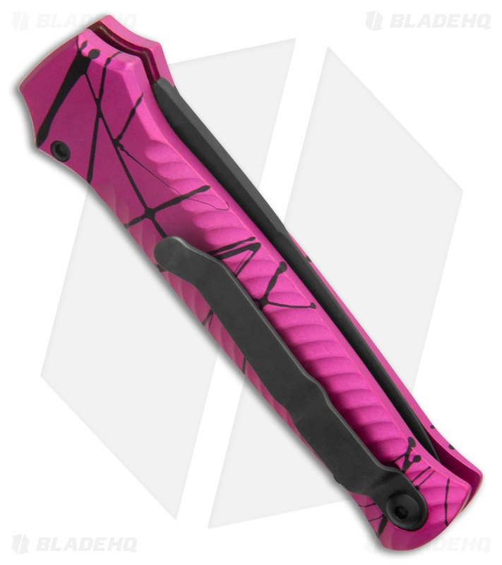 Piranha Bodyguard Automatic Knife Hot Pink (3.3" Black Serr)