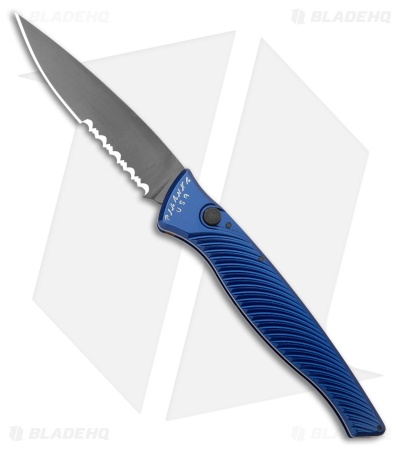Piranha DNA Automatic Knife Blue Marble Tactical (3.25" Black Serr)