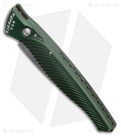 Piranha DNA Automatic Knife Green Marble (3.25" Mirror Serr)