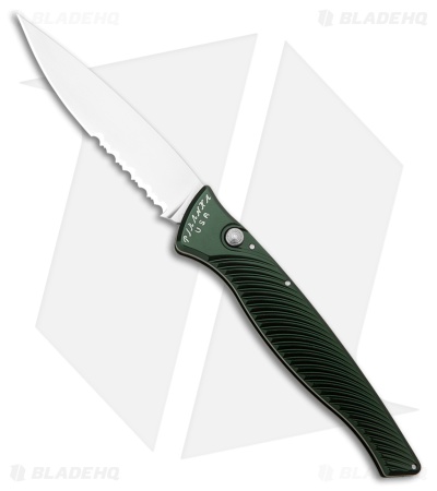 Piranha DNA Automatic Knife Green Marble (3.25" Mirror Serr)