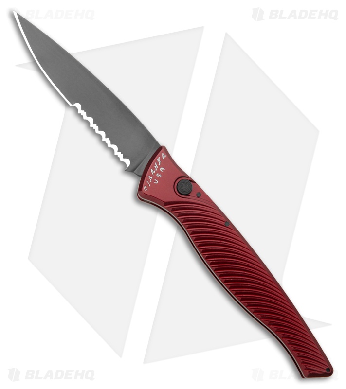 Piranha DNA Automatic Knife Red Marble Tactical (3.25" Black Serr)