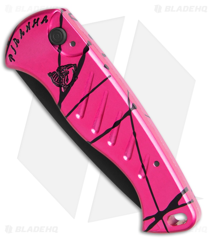 Piranha Fingerling Automatic Knife Hot Pink Tactical (2.5" Black Serr)