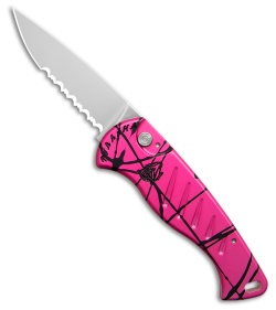 Piranha Fingerling Hot Pink Automatic Knife (2.5" Mirror Serr)