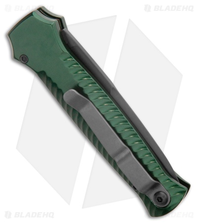 Piranha Mini-Guard Automatic Knife Green Aluminum (2.9" Black Serr)