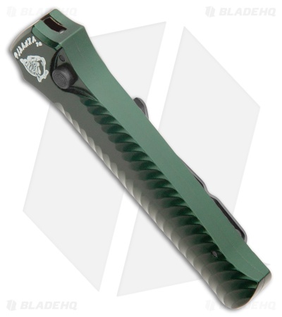 Piranha Mini-Guard Automatic Knife Green Aluminum (2.9" Black Serr)