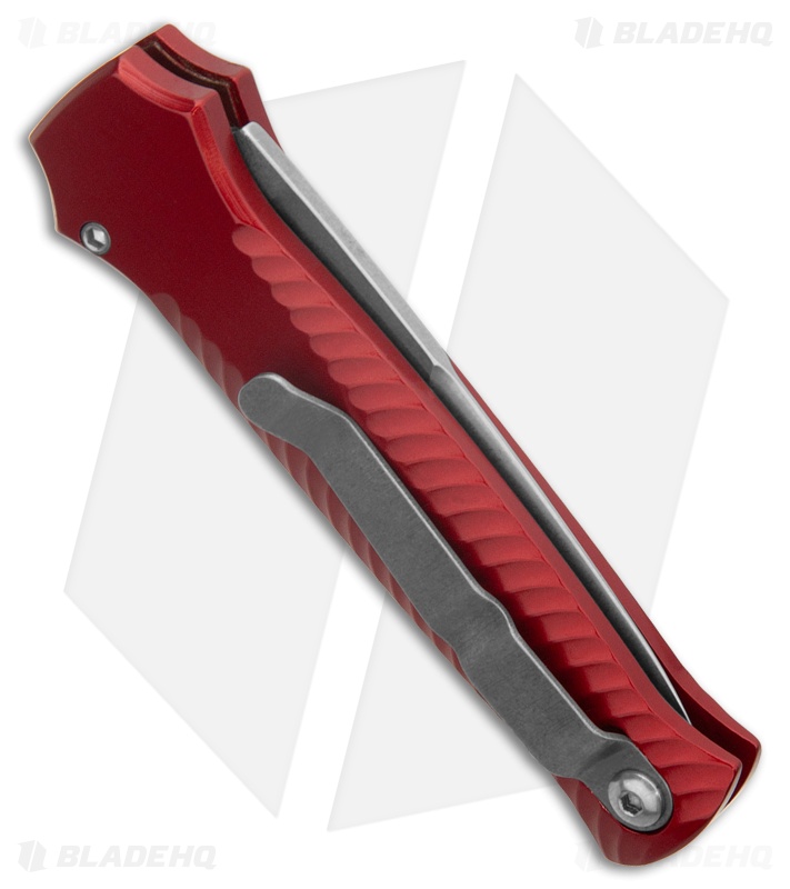 Piranha Mini-Guard Red Automatic Knife (2.9" Stonewash)