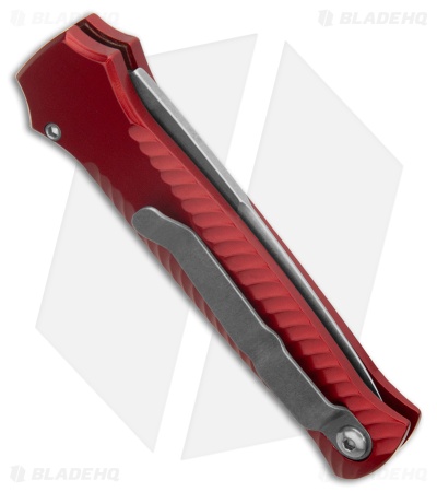 Piranha Mini-Guard Red Automatic Knife (2.9" Stonewash)