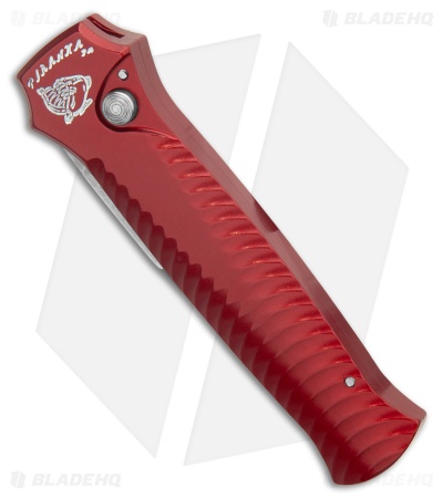 Piranha Mini-Guard Red Automatic Knife (2.9" Stonewash)