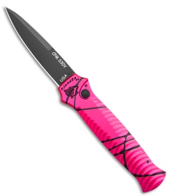 Piranha Mini-Guard Tactical Automatic Knife Hot Pink (2.9" Black)