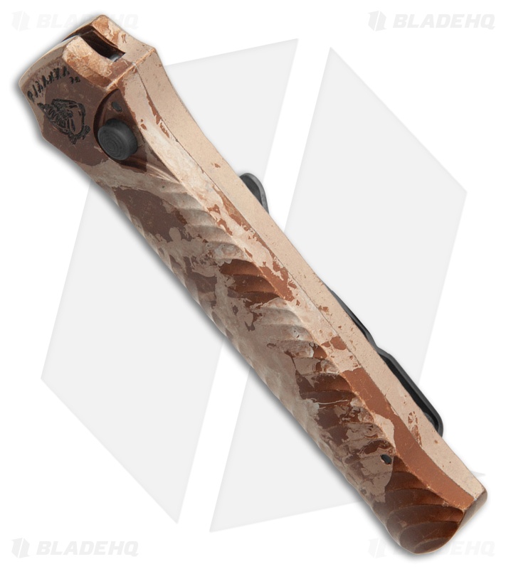 Piranha Mini-Guard Automatic Knife Desert Camo Aluminum (2.9" Black Serr)