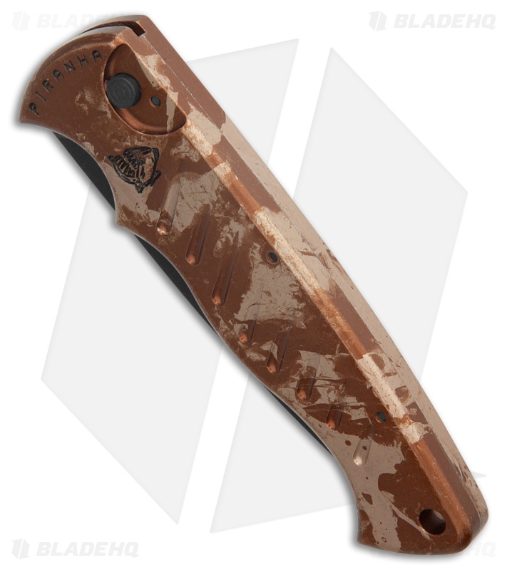 Piranha P-1 Automatic Pocket Knife Desert Camo Aluminum (3.2" Black Serr)