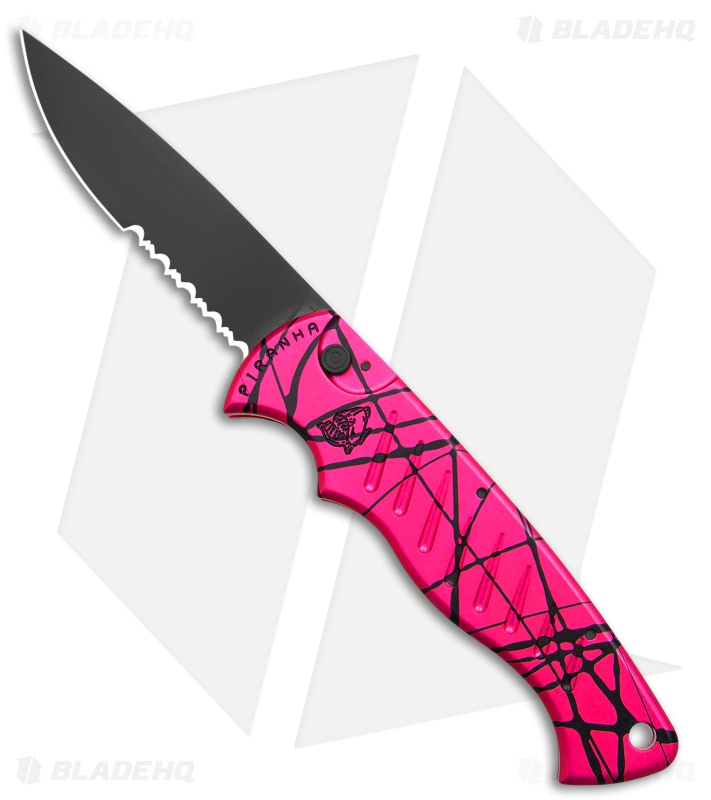 Piranha Pocket Automatic Knife Hot Pink (3.2" Black Serr)
