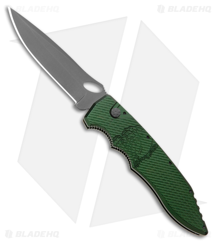 Piranha Predator Green Tactical Automatic Knife (4.1" Black)