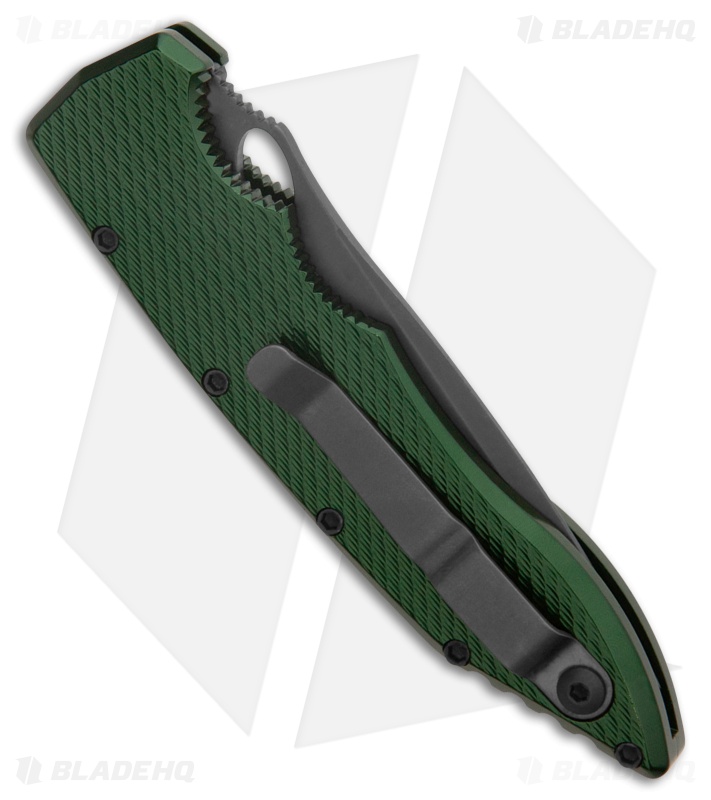 Piranha Predator Green Tactical Automatic Knife (4.1" Black)
