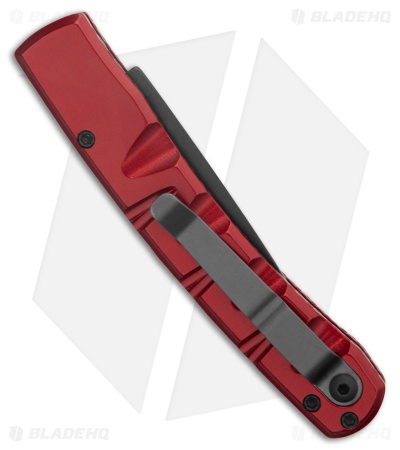 Piranha Virus Automatic Knife Red Marble Tactical (3.25" Black Serr)