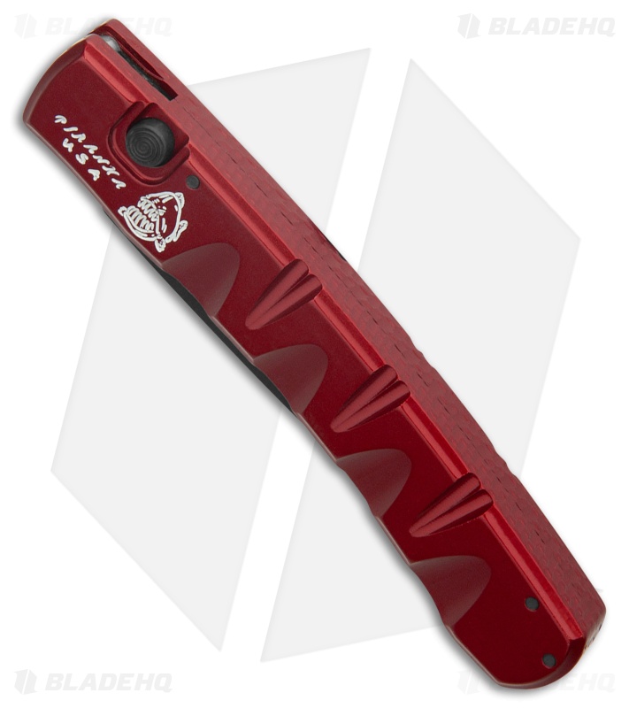 Piranha Virus Automatic Knife Red Marble Tactical (3.25" Black Serr)