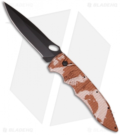 Piranha Predator Automatic Knife Desert Camo Tactical (4.1" Black)