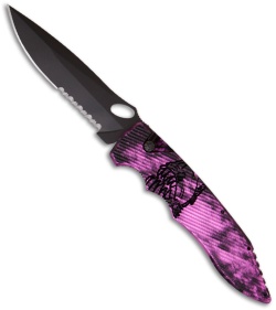 Piranha Predator Automatic Knife Plum Tactical (4.1" Black Serr)