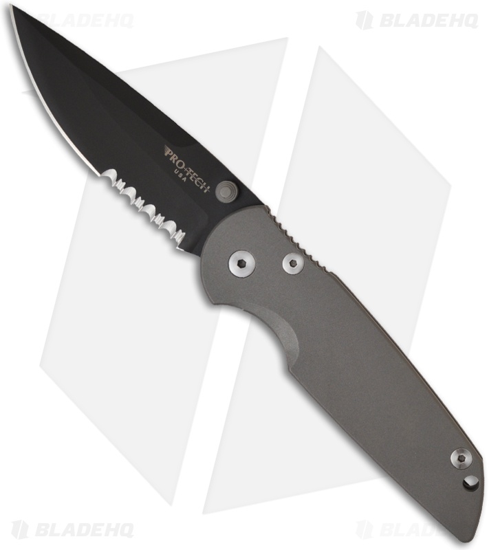 Pro-Tech TR-3 Integrity Frame Lock Knife Titanium (3.5" Black Serr) 7704