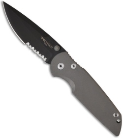 Pro-Tech TR-3 Integrity Frame Lock Knife Titanium (3.5" Black Serr) 7704