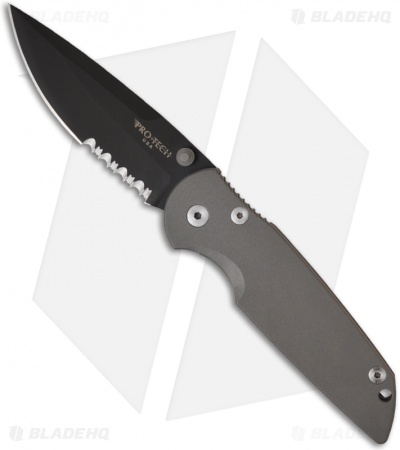 Pro-Tech TR-3 Integrity Frame Lock Knife Titanium (3.5" Black Serr) 7704