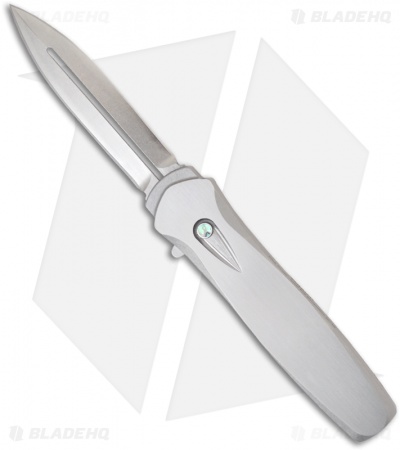 Pro-Tech Dark Angel Steel OTF Automatic Knife w/ Abalone (3.7" Stonewash Plain)