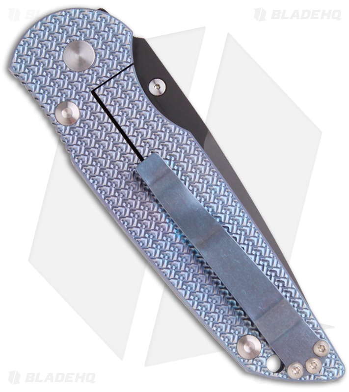 Pro-Tech Custom TR-3 Integrity Frame Lock Knife Blue Ti (3.5" Black) 7725-BT